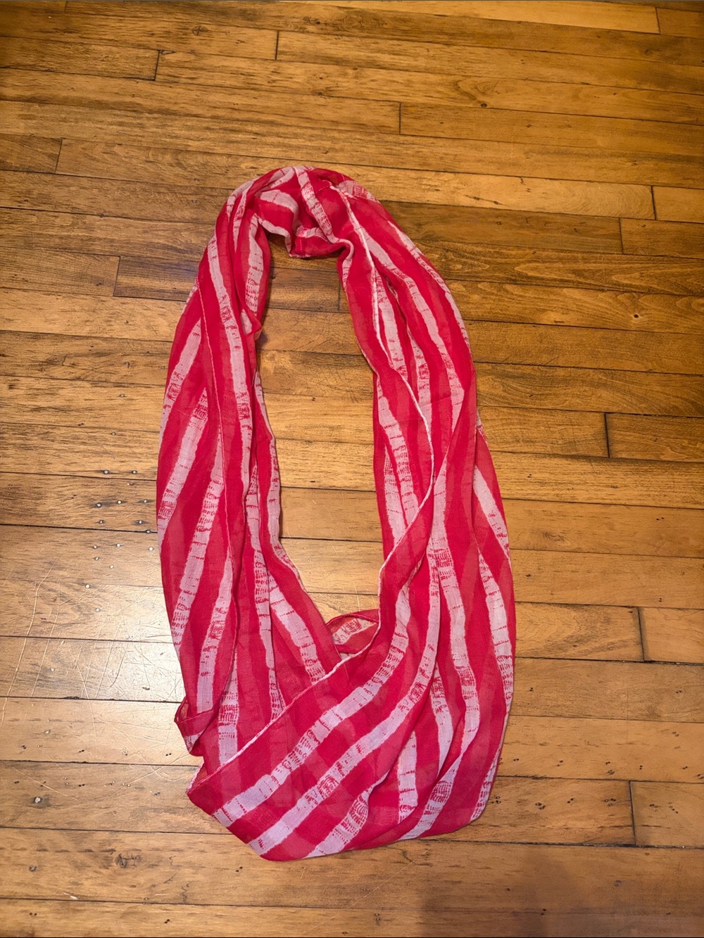 Lightweight Pink Striped Infinity Scarf - Unbranded